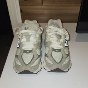 New Balance Kids' Cream and Green Sneakers